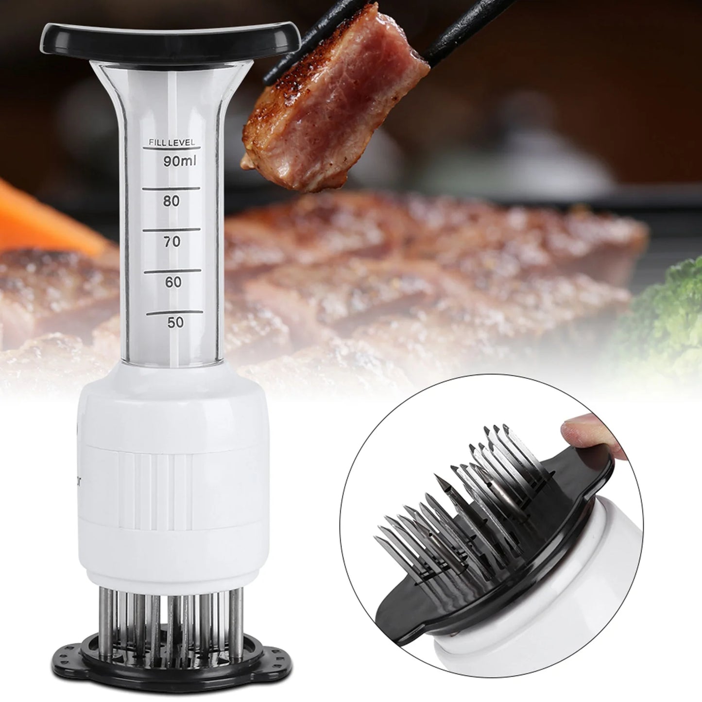 Meat Tenderizer and Marinade Flavor Sauce Injector – 2-in-1 Kitchen Tool for Juicy, Flavorful Meals