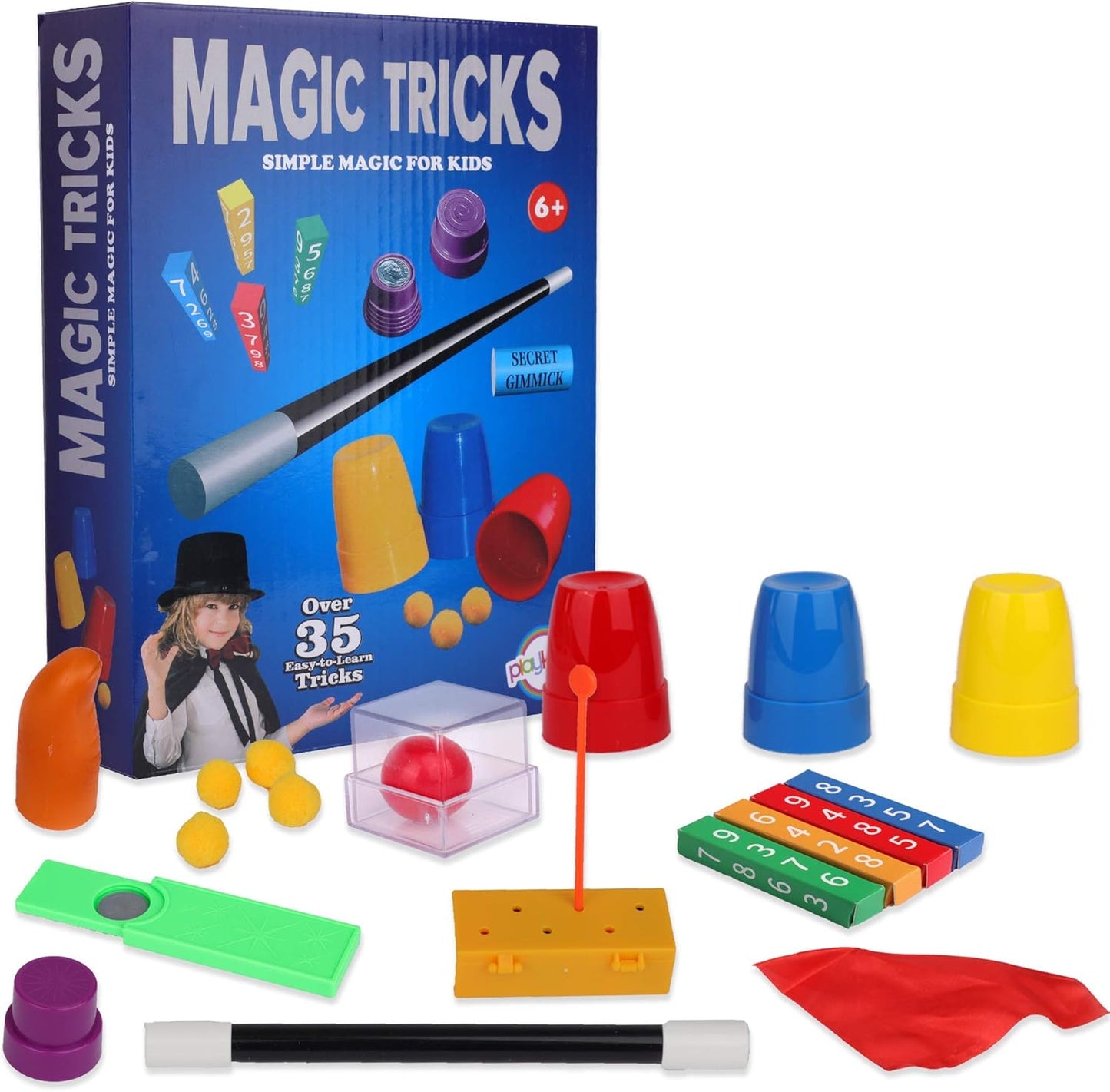 Magic Trick for Kids Magic Set with Over 35 Tricks Made Simple Magician Pretend Play Set with Wand & More Magic Tricks - Easy to Learn Instruction Manual