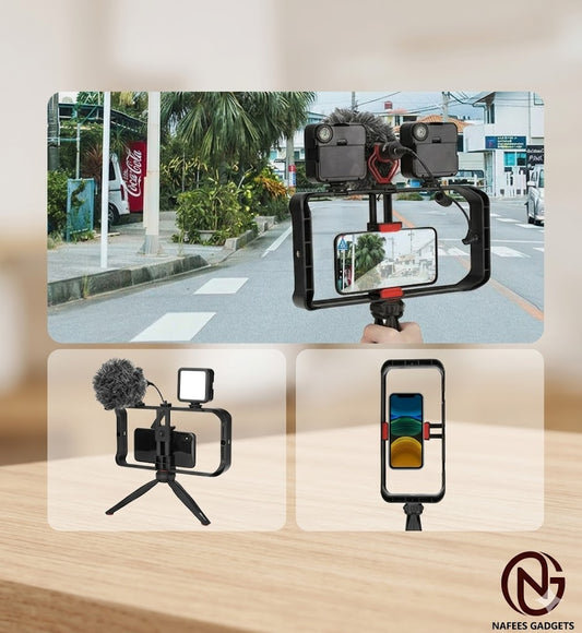 Jmary MT-33 Smartphone Video Rig Cage - Professional Vlogging Stabilizer & Tripod Mount for Content Creators