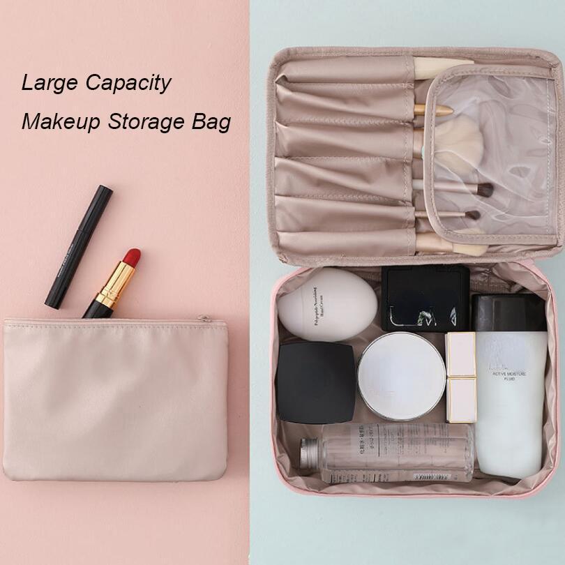 Waterproof Travel Make Up Storage Bag with Pouch For Women Toiletries Organizer Pouch Female Large Capacity Portable Cosmetic Bag