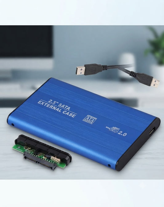 2.5-Inch SATA External Hard Drive Enclosure Case - Blue Aluminum USB 2.0 Case for HDD & SSD