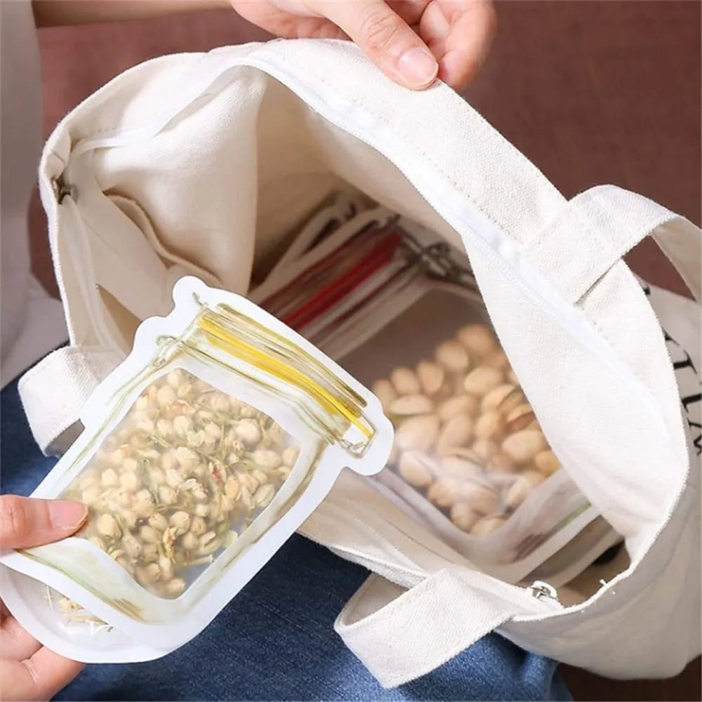3pcs Reusable Jar Zipper Bags | Leakproof Food Storage Pouch