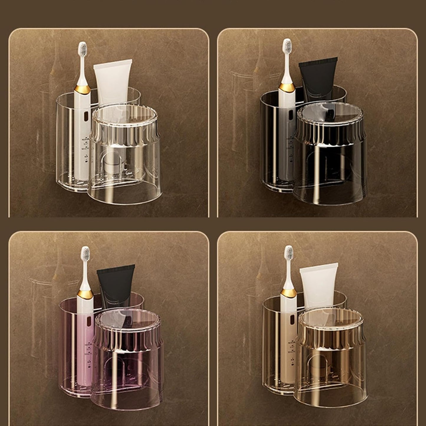 Toothbrush Holder Acrylic Plastic Luxury Style Wall-Mounted Bathroom Hanging Toothbrush Cup Holder Toilet Cup Bathroom Cup Simple Transparent Toothbrush Cup Bathroom Tumbler Bathroom Accessories