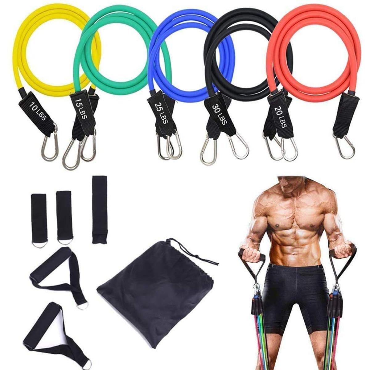 Resistance Bands Set - 5-Piece Exercise Bands - Portable Home Gym Accessories - Stackable Up to 150