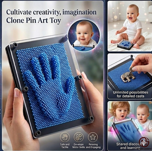 3D Clone Pin Art Board Toy - Classic Sculpture Sensory Toy, Stress Reliever, Creative Imagination Desktop Toy (Medium - Blue)