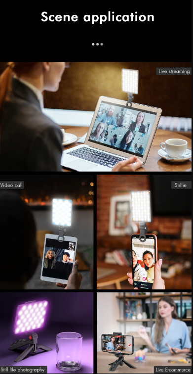 MAMEN CL-V11 Cell Phone Selfie Light, 2500K-9000K Video Conference Light, 2000mAh Rechargeable, for Huawei iPhone Clip-on Laptop Computer