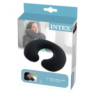INTEX Inflatable Travel Neck Pillow - Soft Velvet Finish Neck Support for Car, Plane & Train Travel