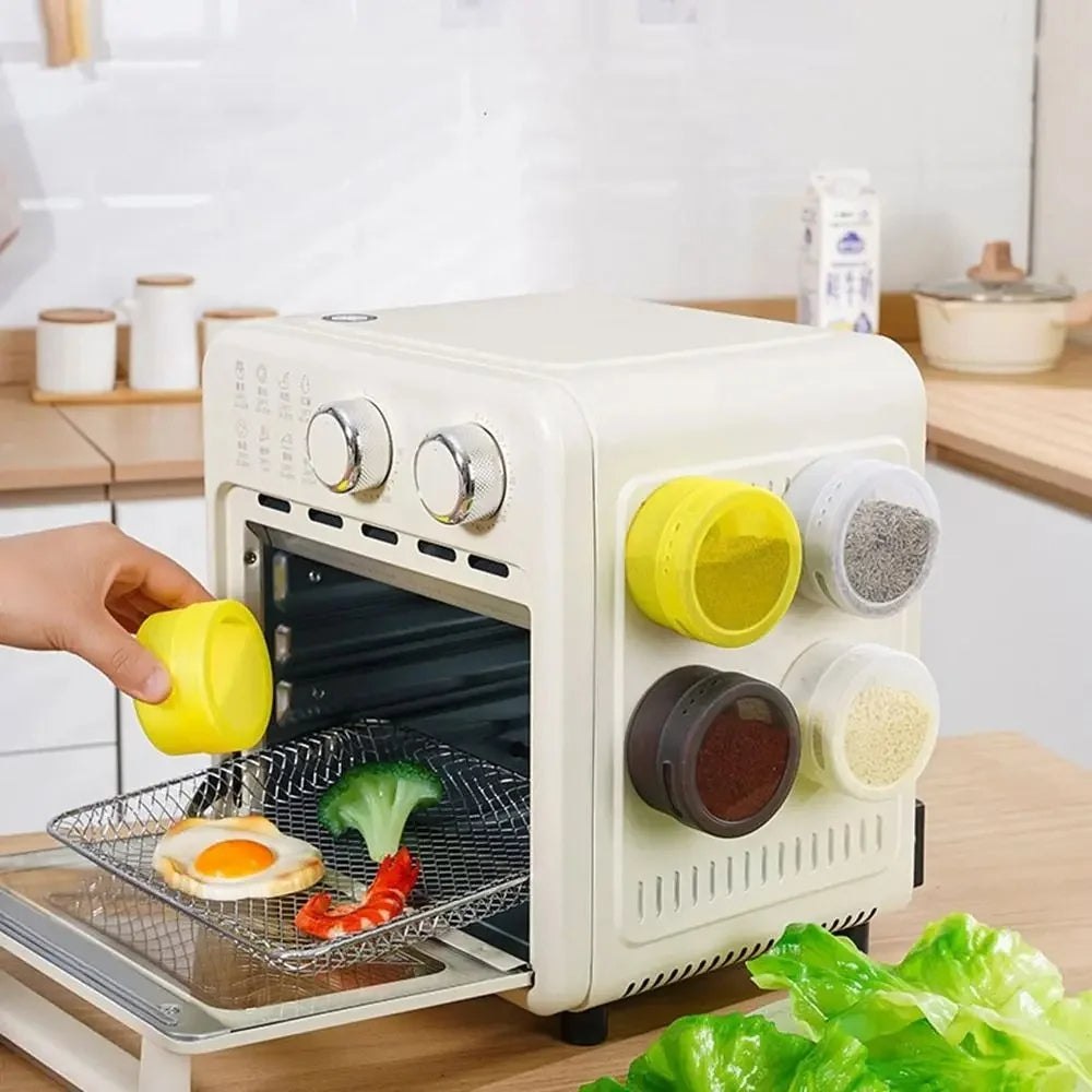 3pcs Magnetic Spice Jar Plastic Spice Container Storage Box With Transparent Lid