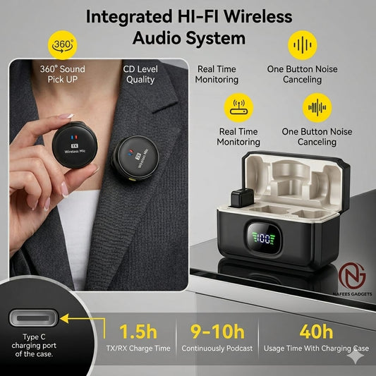 M19 Pro Wireless Microphone - Professional Dual Mic System with Charging Case & Noise Cancellation