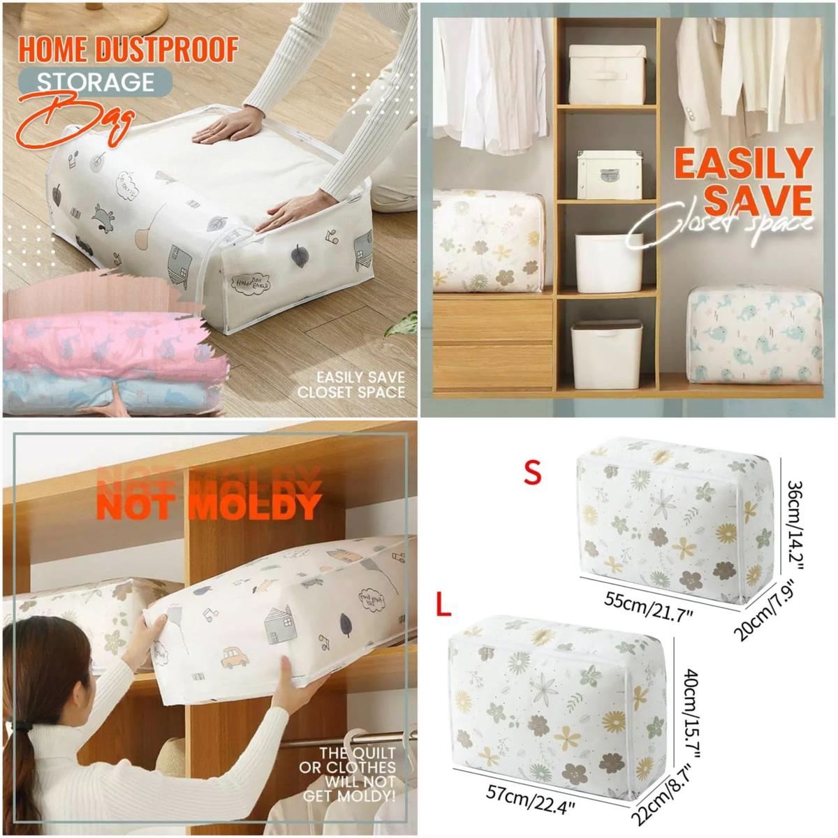 Foldable Storage Bag Dustproof Storage Bag for Quilts and Clothes Clear Quilt Storage Bags with Zipper Home Dustproof Storage Bag