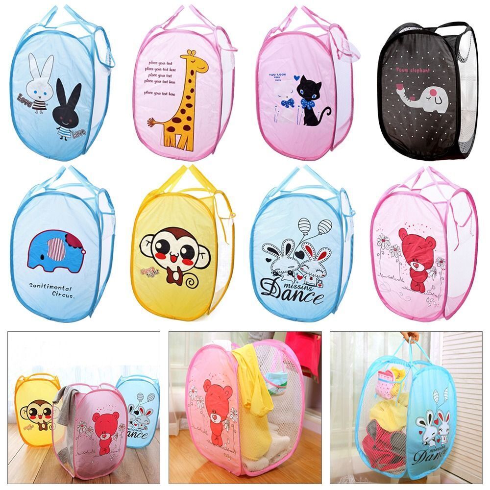 Foldable Pop Up Mesh Washing Laundry Basket Bag Bin Hamper Toy Tidy Storage