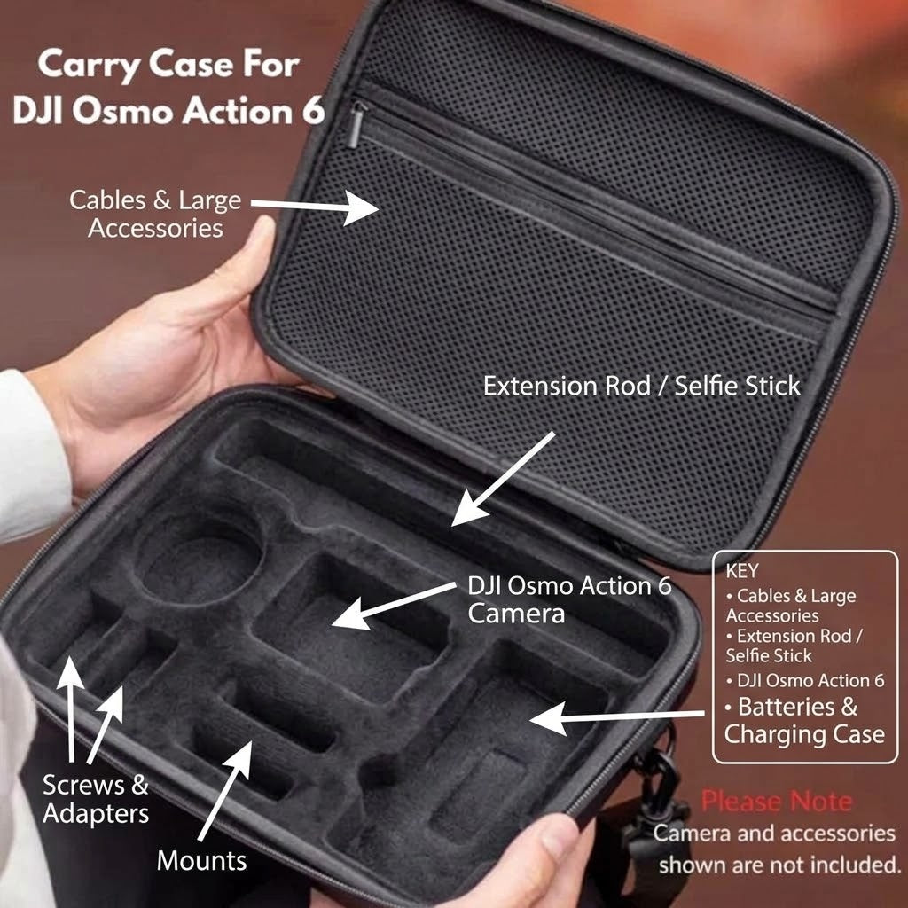 DJI Osmo Action 6 Carrying Case – Waterproof Hard Storage Pouch & Travel Bag