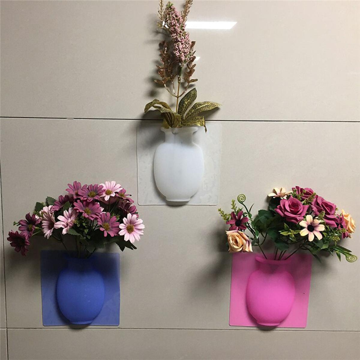 1Pcs Multifunctional Magic Silicone Sticky Flower wall hanging Vase - Multi