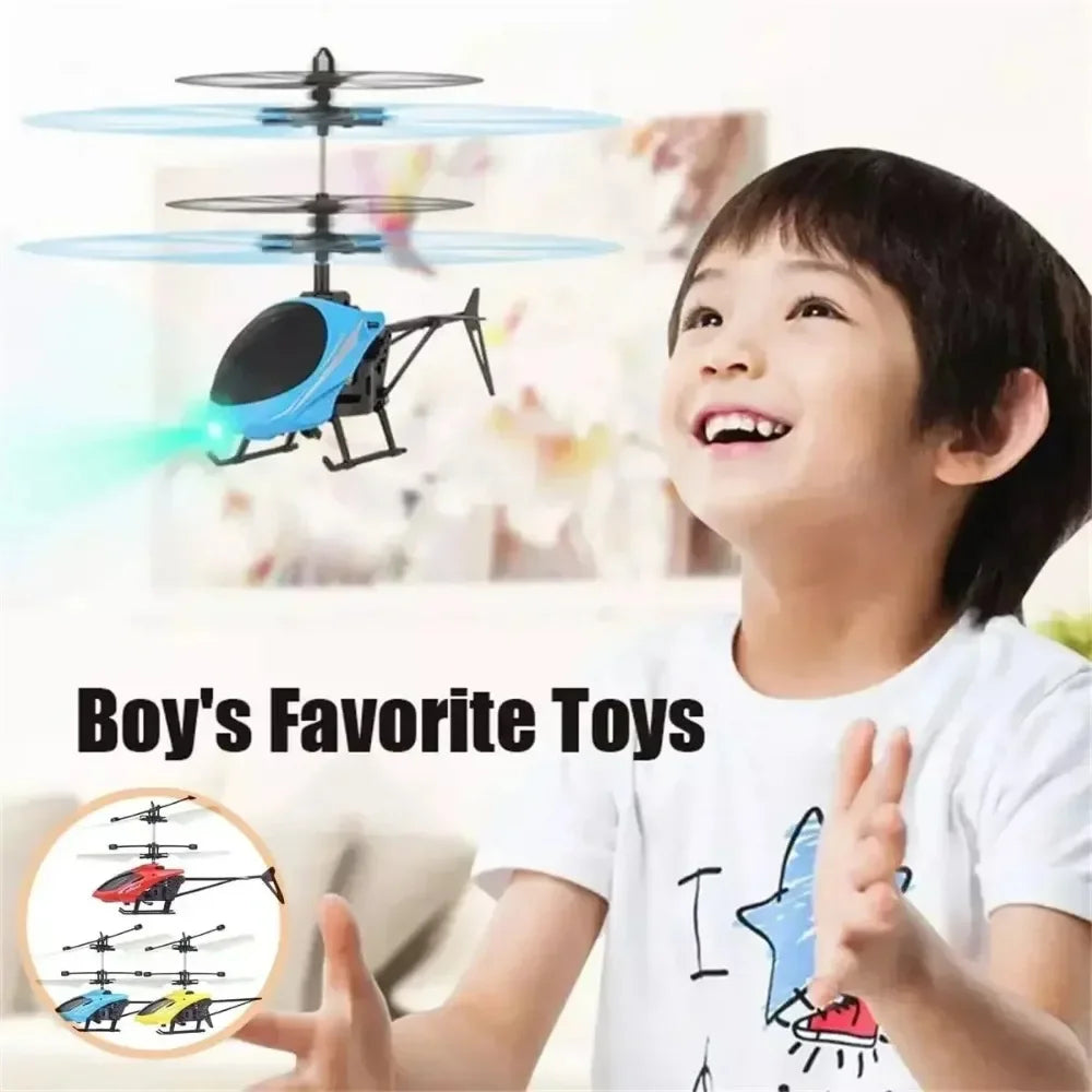 Infrared Hand Sensor Floating Helicopter With Light - Blue
