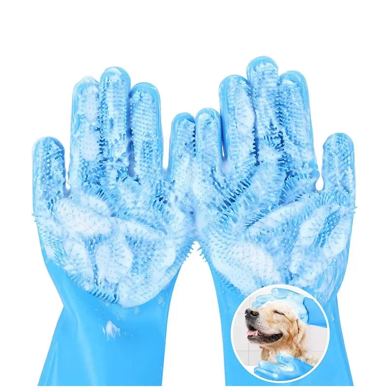 Magic Reusable Silicone Gloves with Wash Scrubber, Heat Resistant, for Cleaning, Household, Dish Washing, Washing the Car Bike