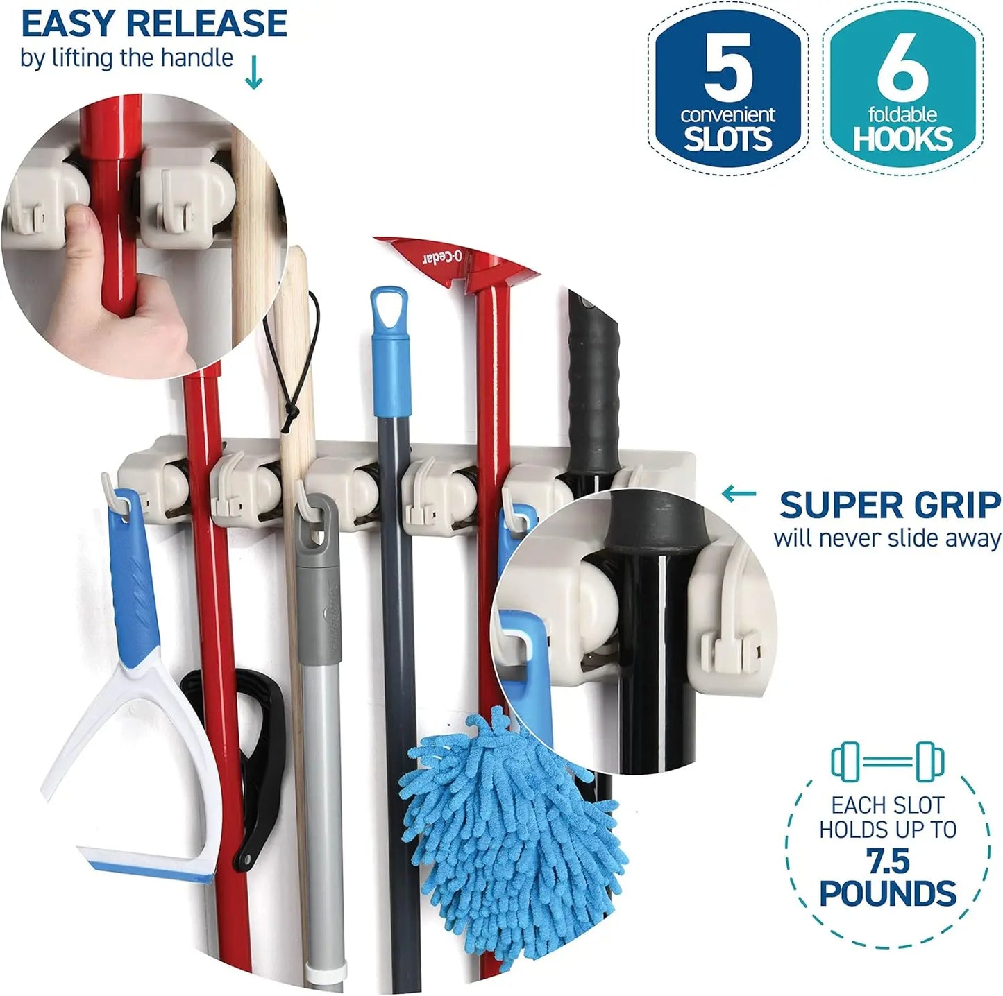Wall-Mounted Mop Organizer