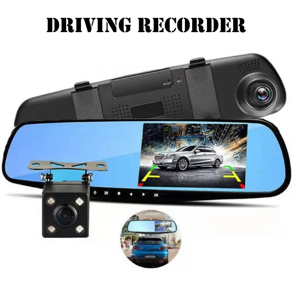 Car DVR Mirror DUAL Camera Front/Back 1080p - Black