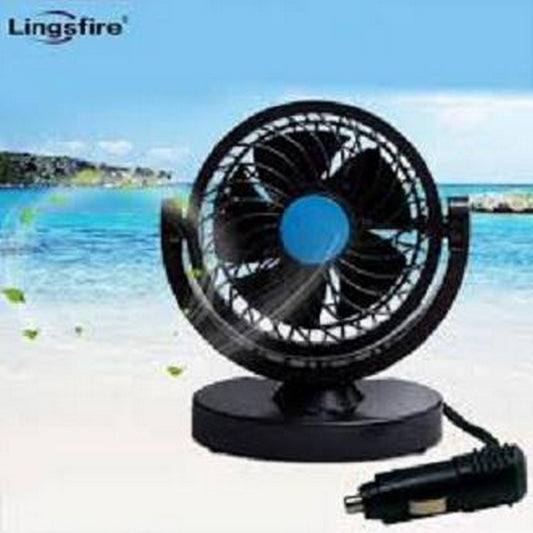 Car Mini Electric Fan 360 Rotating Strong Wind Car Fan Car Air Conditioner Low Noise Portable Auto Air Cooling Fan 12V - Black