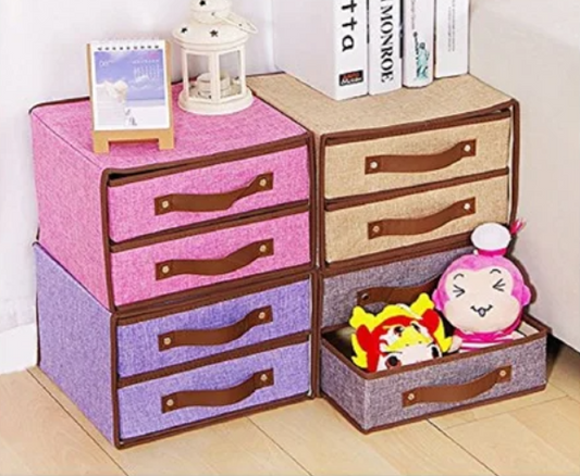 Foldable Fabric 2 Drawers Home Storage Organizer Storage Clothes Scarf Socks Fashion Organizer Box