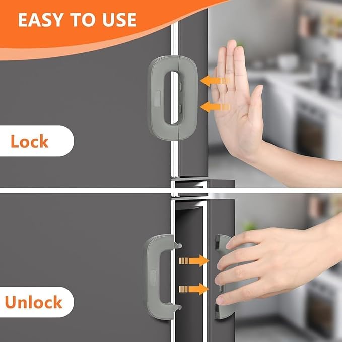 Fridge Lock Refrigerator Door Lock with Double Press Unlock Baby Safety & Food Protection