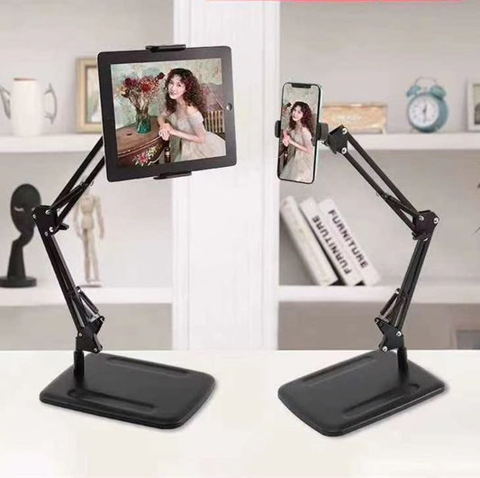 Professional Adjustable Desktop Overhead Phone Stand with Heavy Base | 360° Rotatable Articulating Cantilever Arm for Live Streaming, Video Recording & Overhead Shots