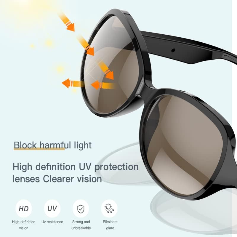 F07 Smart Glasses,Wireless Bluetooth Smart Sunglasses,IP4 Waterproof,Open Ear (Music&Call) for Smart Devices - Blue Light Blocking,Connect Mobile Phones and Tablets