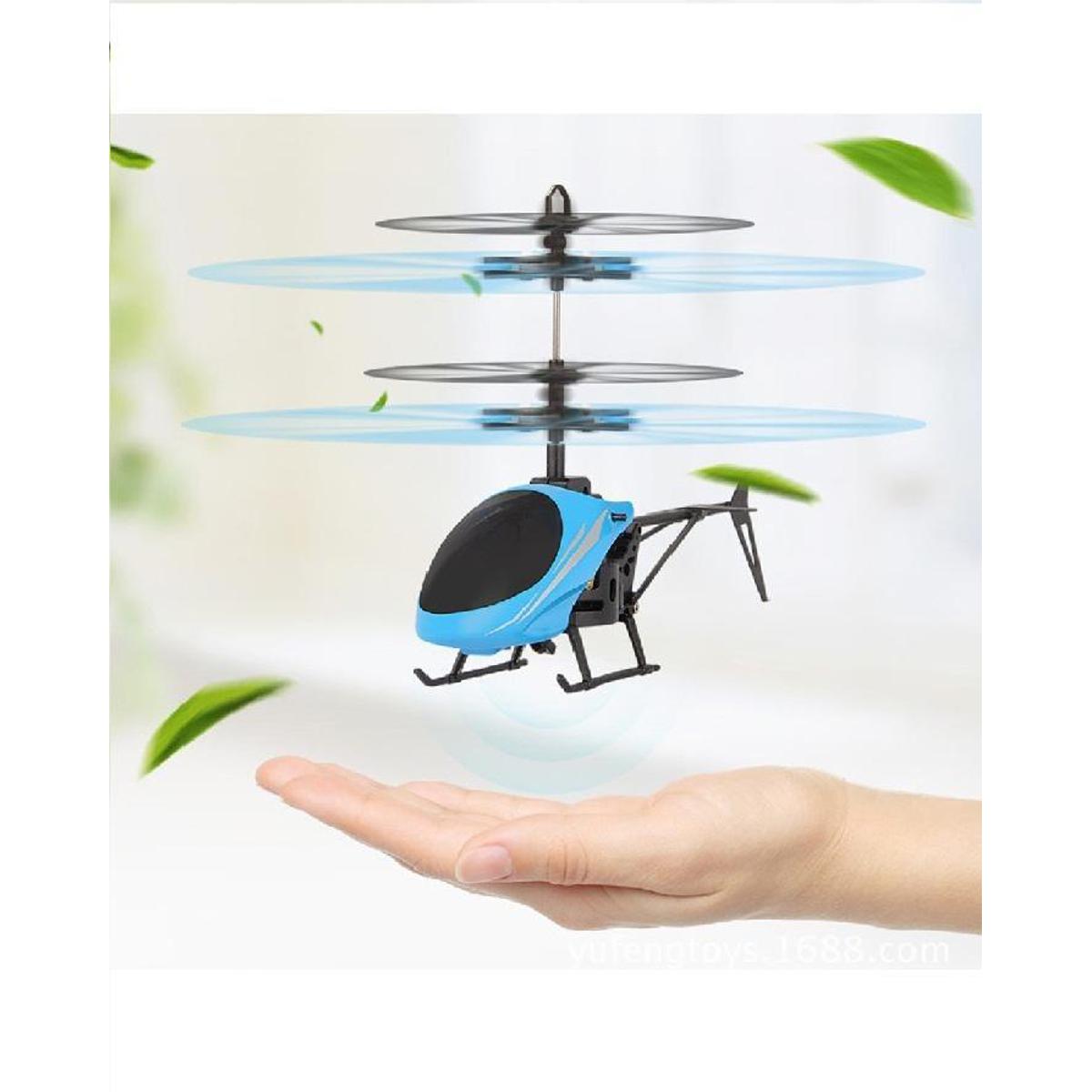 Infrared Hand Sensor Floating Helicopter With Light - Blue