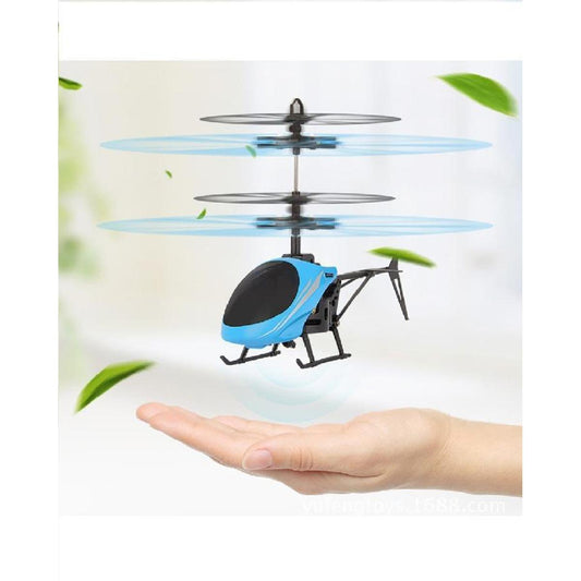 Infrared Hand Sensor Floating Helicopter With Light - Blue