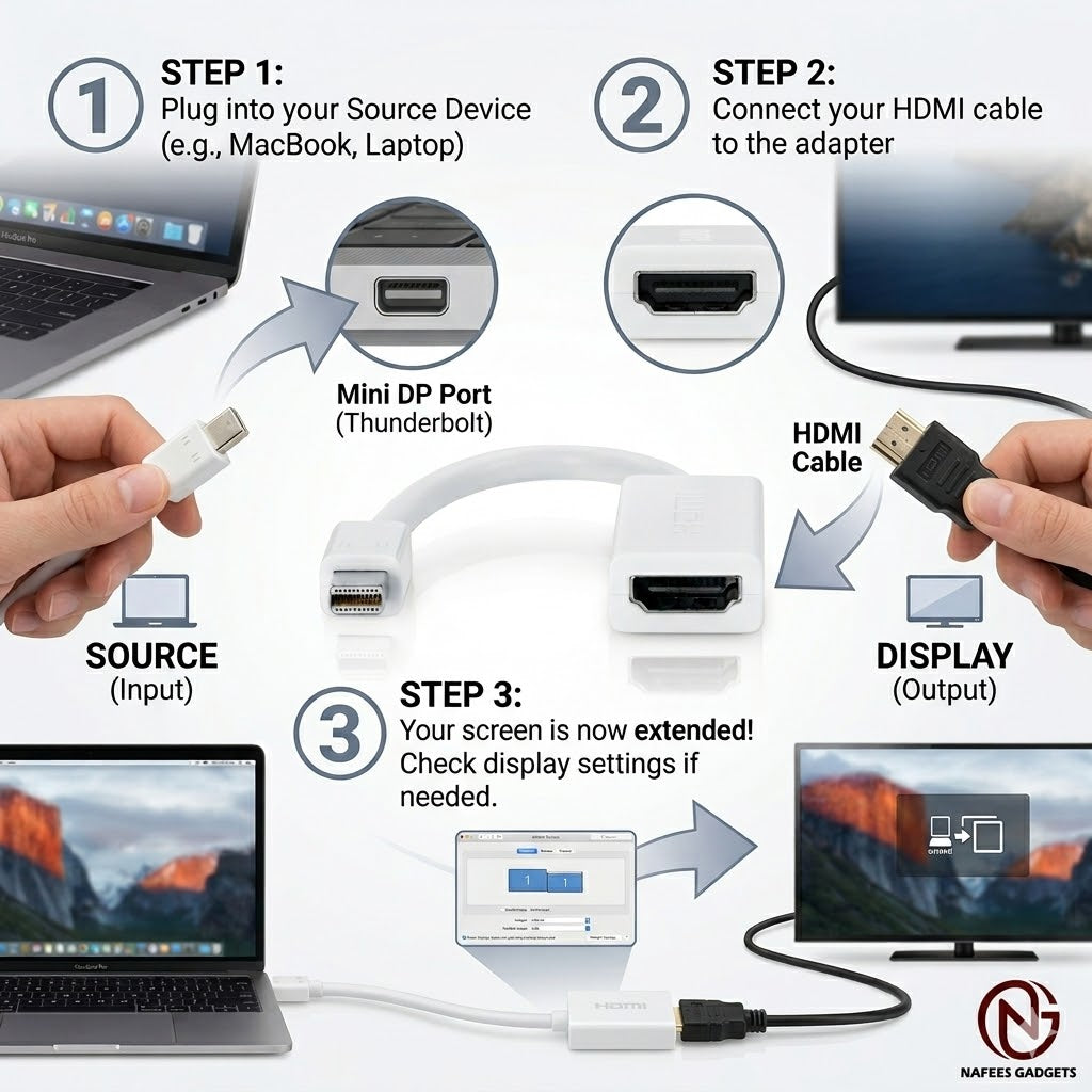 Mini DisplayPort to HDMI Adapter Cable Converter