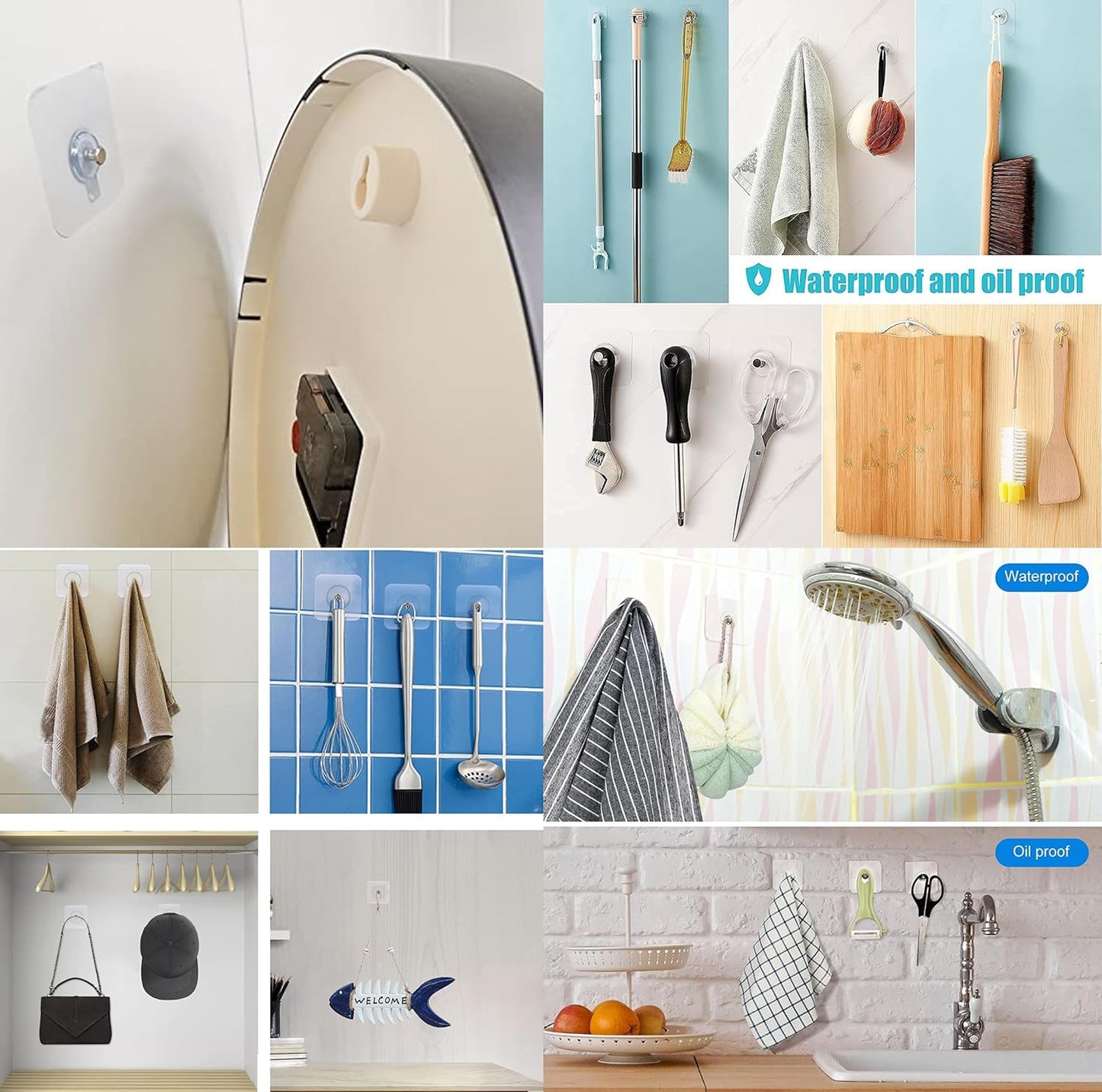 Self Adhesive Wall Screw Hooks, Punch-Free Wall-Mounted Screw Hook,Seamless Hooks for Home, Kitchen, Bathroom No Nails Drill, Waterproof, Transparent