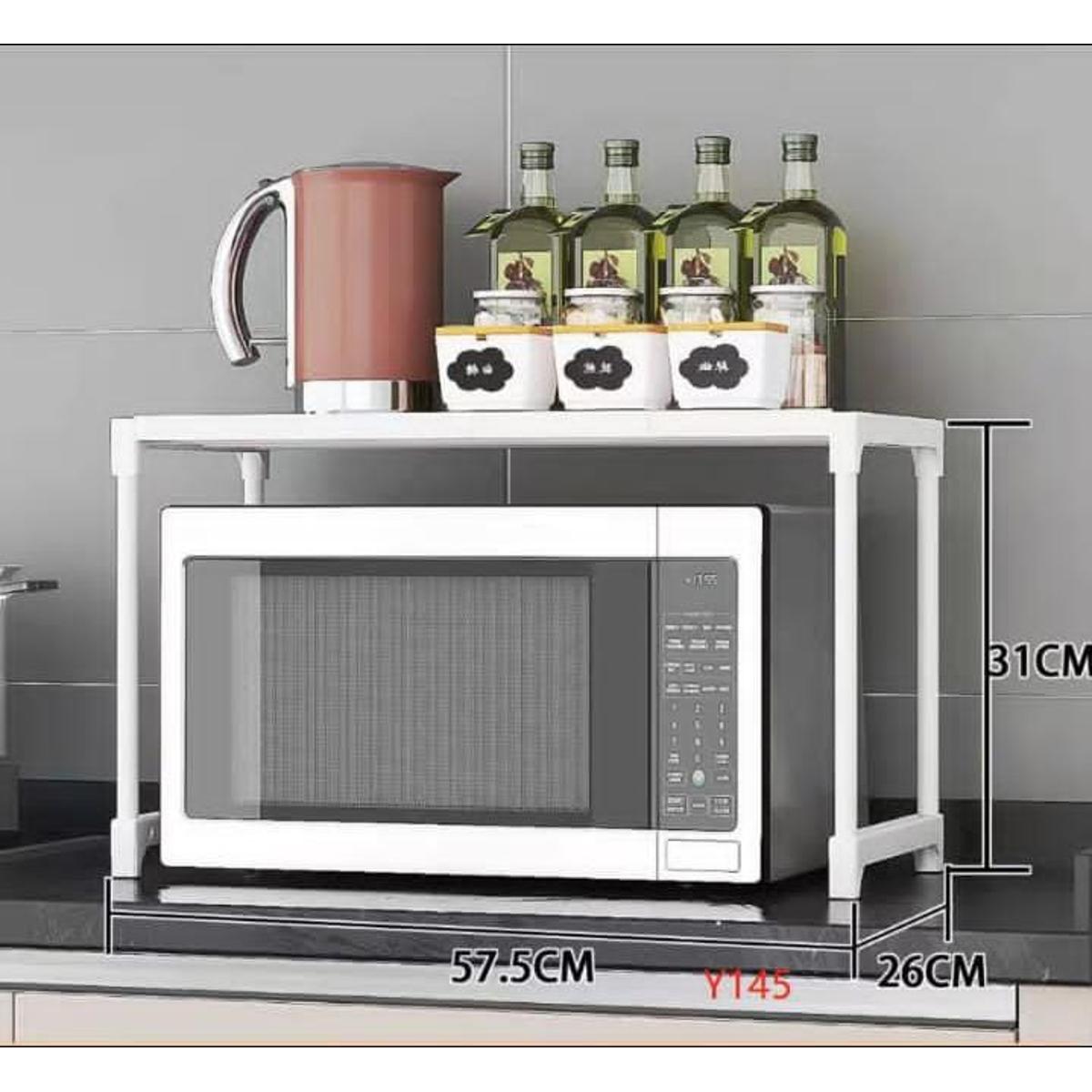 Plastic and Metal Microwave Shelf Stand Microwave Oven Rack, Kitchen Storage Organizer Cabinet