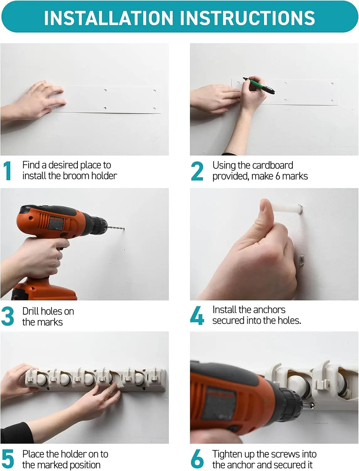 Wall-Mounted Mop Organizer