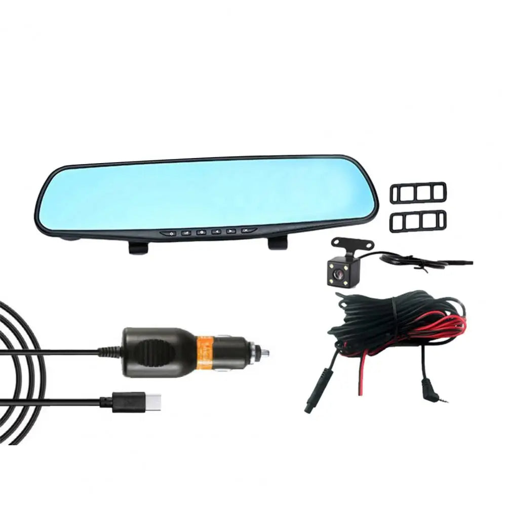 Car DVR Mirror DUAL Camera Front/Back 1080p - Black