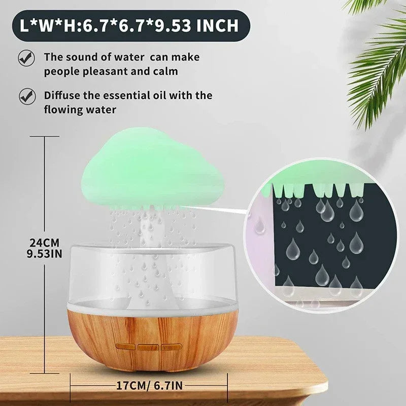 Rain Cloud Humidifier with 7 Color LED Lights - Essential Oil Diffuser