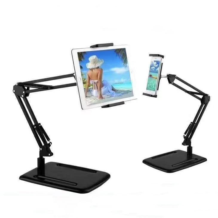 Professional Adjustable Desktop Overhead Phone Stand with Heavy Base | 360° Rotatable Articulating Cantilever Arm for Live Streaming, Video Recording & Overhead Shots