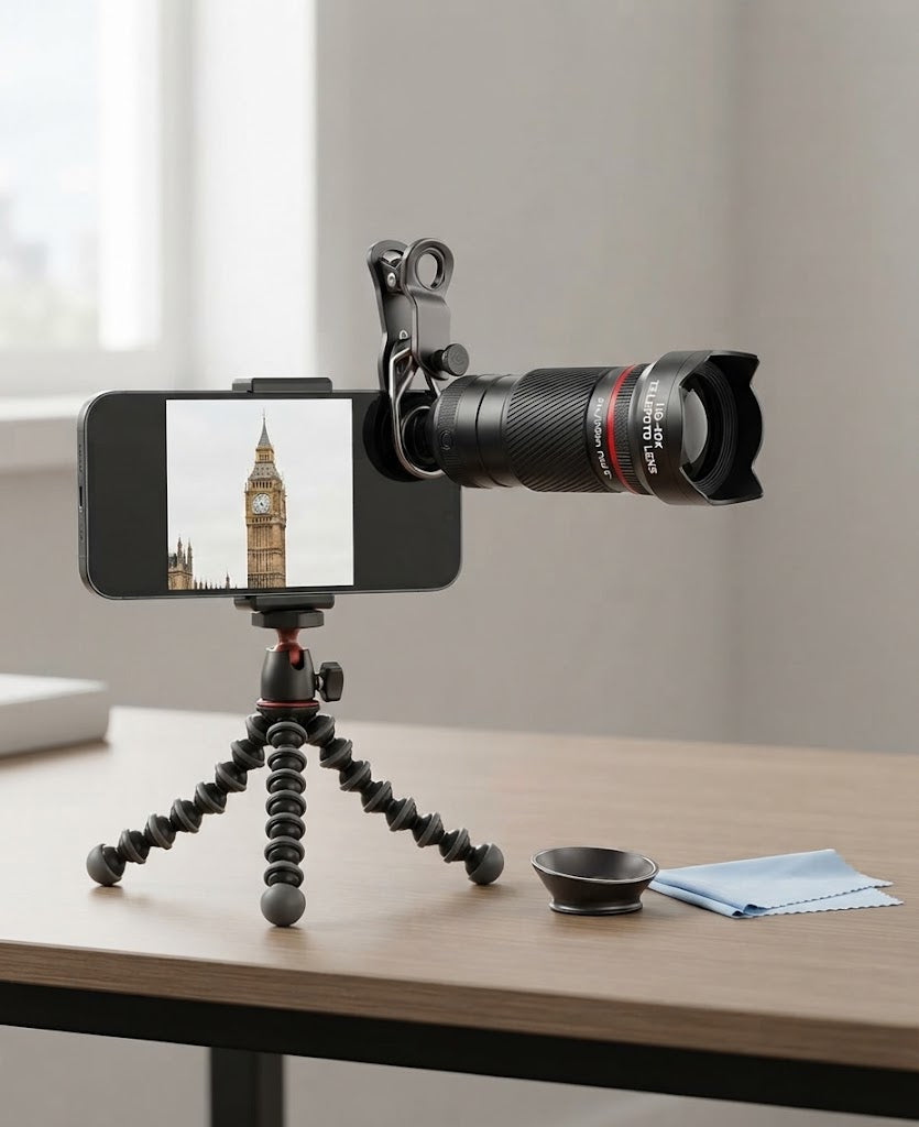 HD 40X Telephoto Mobile Phone Lens - Long Range Zoom Camera Lens with Clip for Smartphone