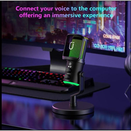 NeePho NP-M02 Wireless RGB Recording Microphone - ANC Noise Cancellation for Gaming, Podcast & Studio