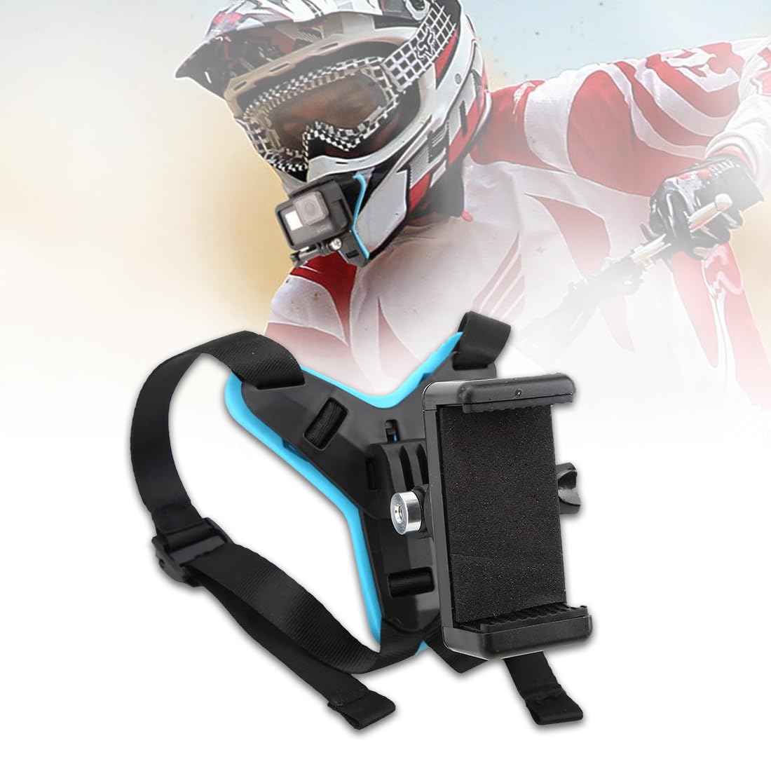 Professional Motorcycle Helmet Chin Mount Kit - Universal Helmet Strap Mount for Smartphones & Action Cameras (GoPro etc.) for Moto-Vlogging