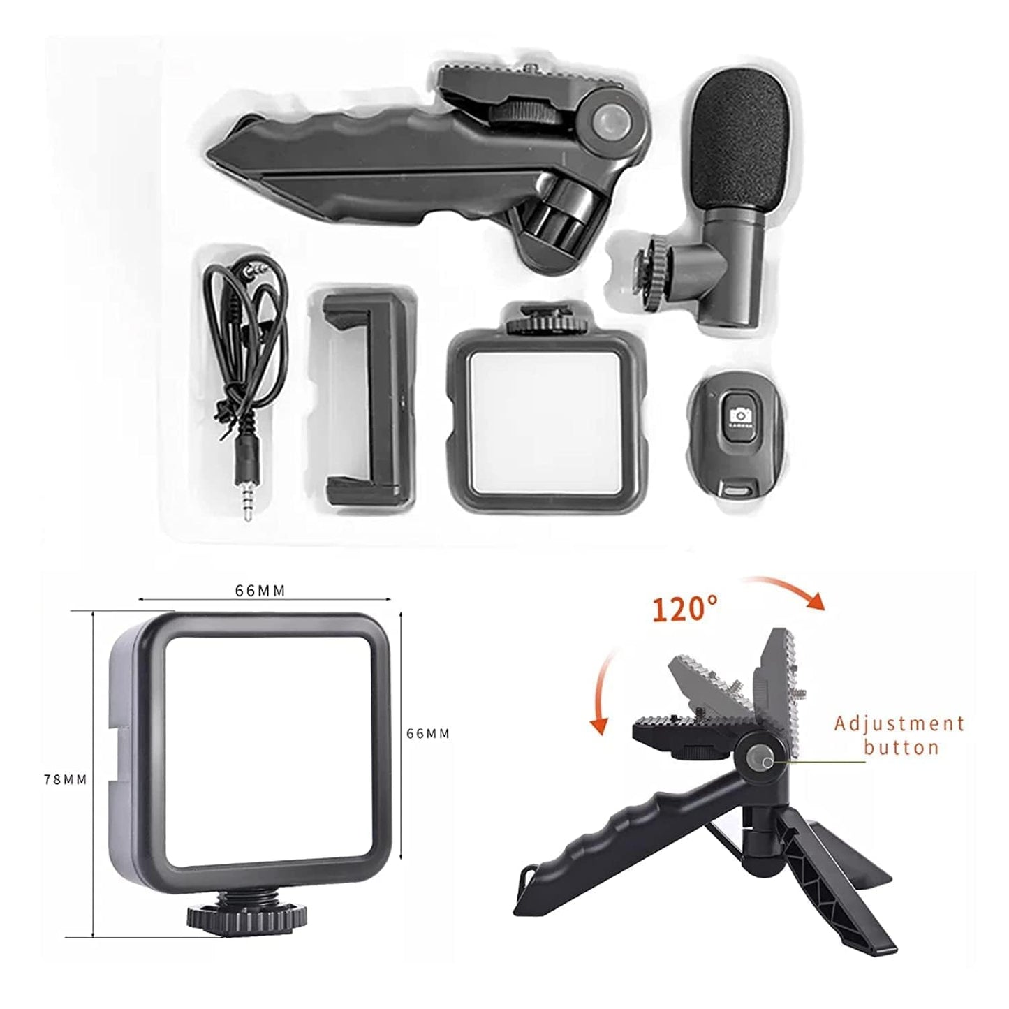 Portable Smartphone Video Vlogging Kit - Professional LED Light & Microphone Set for Content Creators