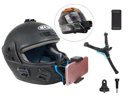 Professional Motorcycle Helmet Chin Mount Kit - Universal Helmet Strap Mount for Smartphones & Action Cameras (GoPro etc.) for Moto-Vlogging