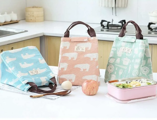 Insulation HOT and COLD Lunch Bag Canvas Bags Fresh Handbag Thickened Aluminum film Bag without Zipp