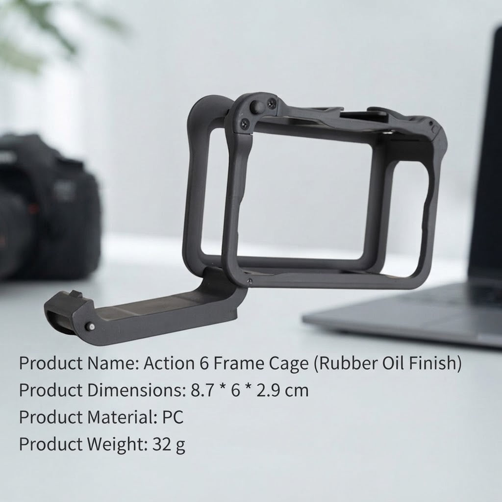 DJI Action 6 Rabbit Cage – Protective Plastic Frame Case with Cold Shoe Mount & Lightweight Design