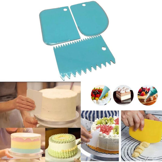 3PCS/Set DIY Cake Cream Scraper Set Cake Decorating Tools Multifunctional Kitchen Baking Tool