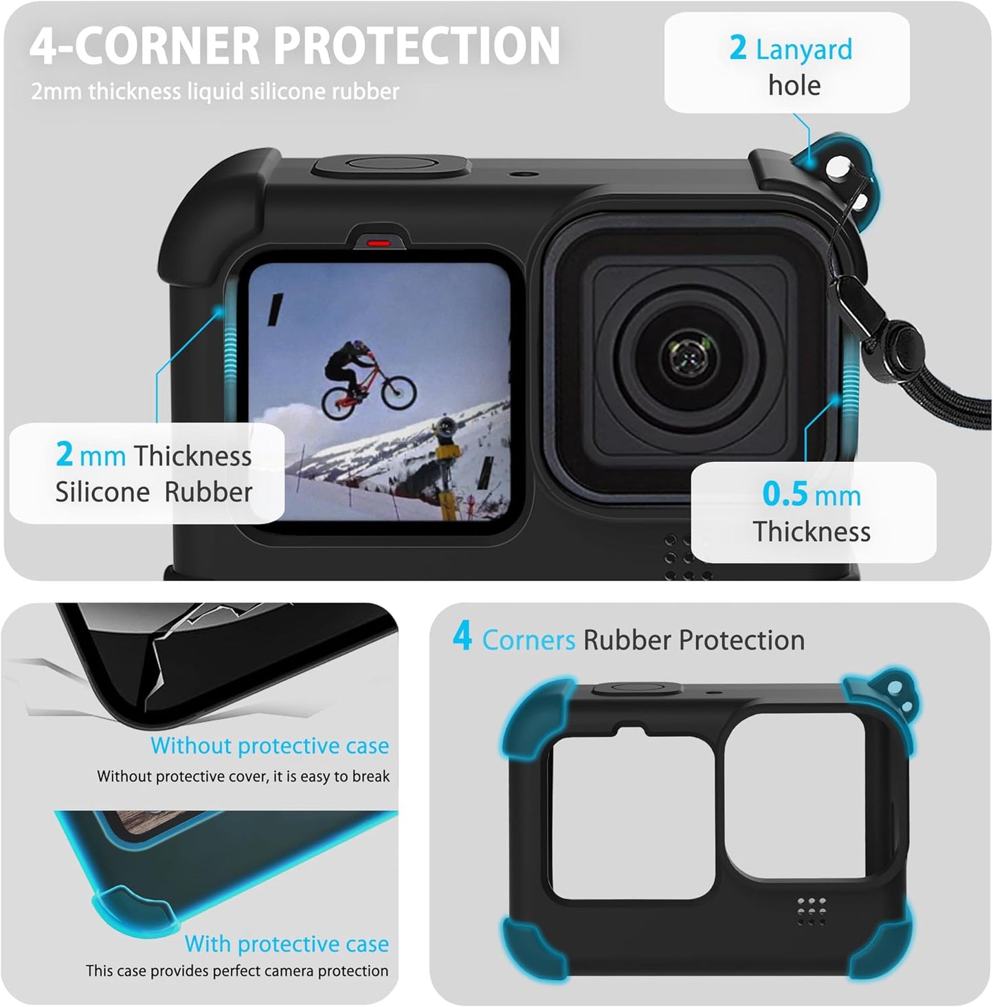 GoPro Silicone Sleeve Case - Hero 12 / 11 / 10 / 9 Protective Cover