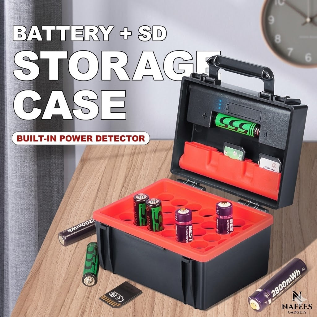 LYNCA Waterproof AA Battery & SD Card Storage Case (Holds 35x AA + 6x SD Cards)