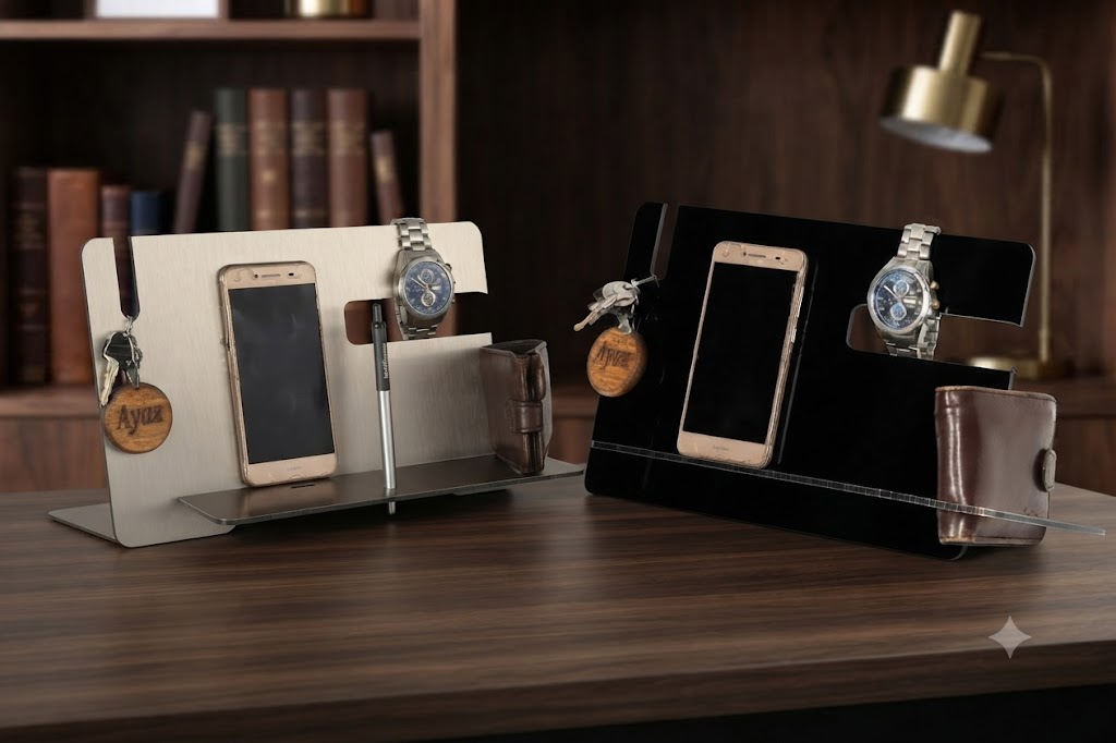 Premium Metal Desk Organizer & Phone Stand - Personalized Office Table Accessory