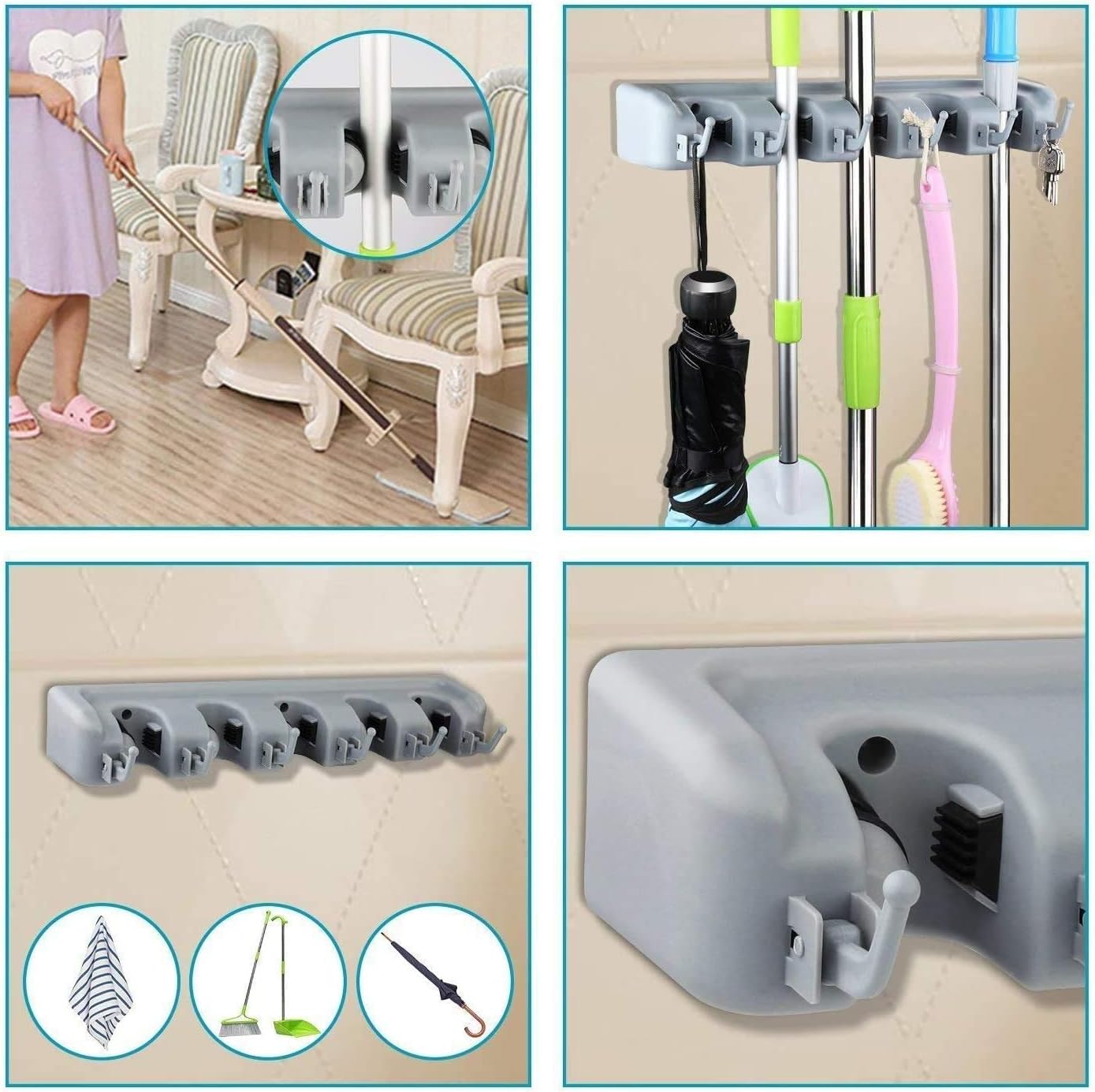 Wall-Mounted Mop Organizer