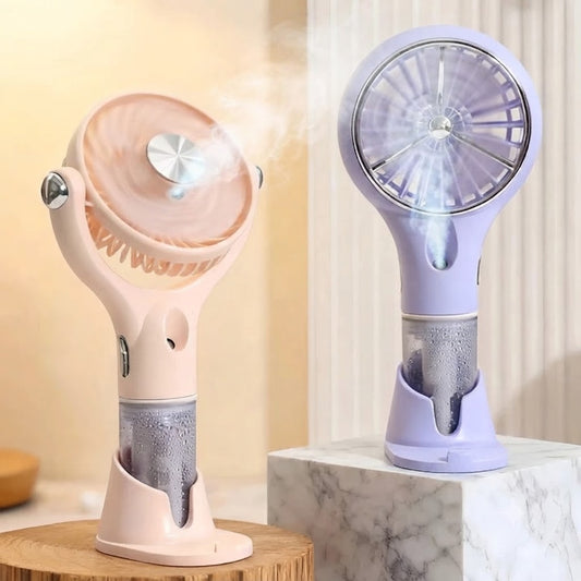 Portable Handheld Mist Spray Fan – Rechargeable Cooling Fan with Humidifier for Desk, Office, and Travel (Summer Essential)