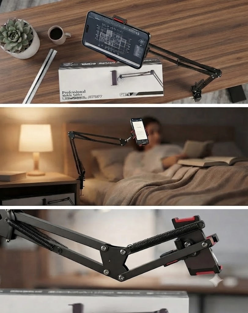 Professional Mobile & Tablet Desk Mount Stand – Adjustable Long Arm Holder for Desk, Bed & Live Streaming – Nafees Gadgets