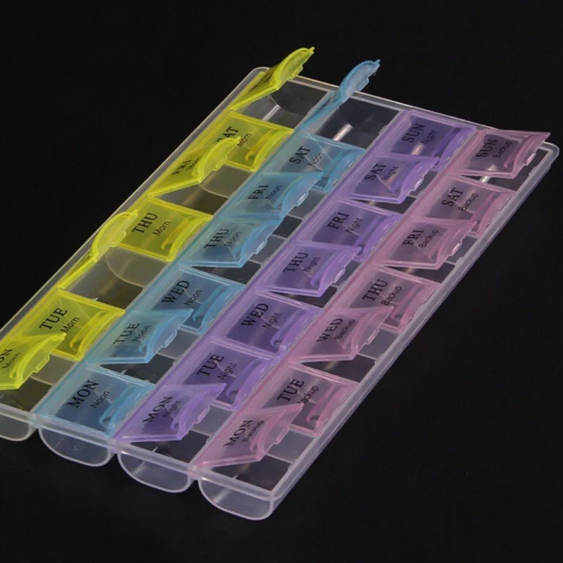 7 Days/ Week Transparent Lid Tablet Pill Box Holder/ Medicine Storage Organizer